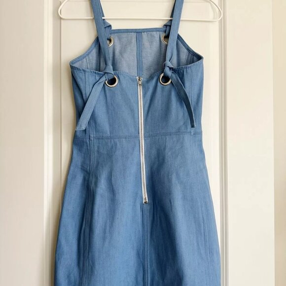 Women's Designer NWT Rag & Bone Pale Blue Suffolk Mini Cotton Denim Dress Sz 4 - Picture 5 of 7